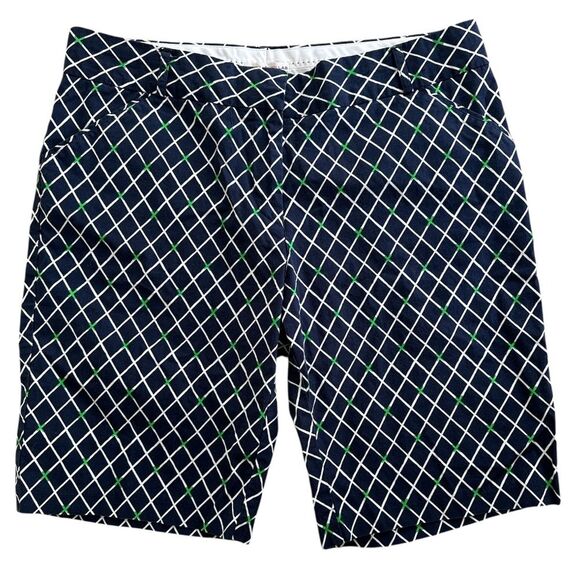 Peter Millar Blue/Green Patterned Golf Shorts Sz 14 Notre Dame Athletic Women’s - Picture 1 of 7